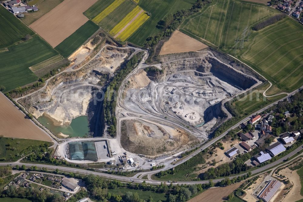 Aerial image Knittlingen - Quarry for the mining and handling of Sondstone ond gravel in Knittlingen in the state Baden-Wuerttemberg, Germany
