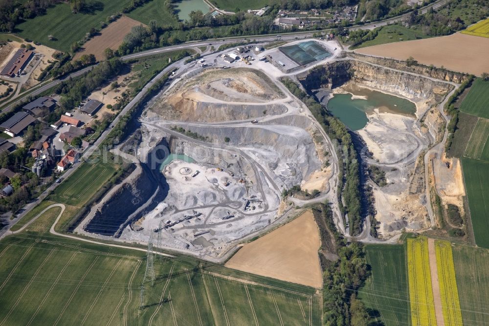 Aerial photograph Knittlingen - Quarry for the mining and handling of Sondstone ond gravel in Knittlingen in the state Baden-Wuerttemberg, Germany