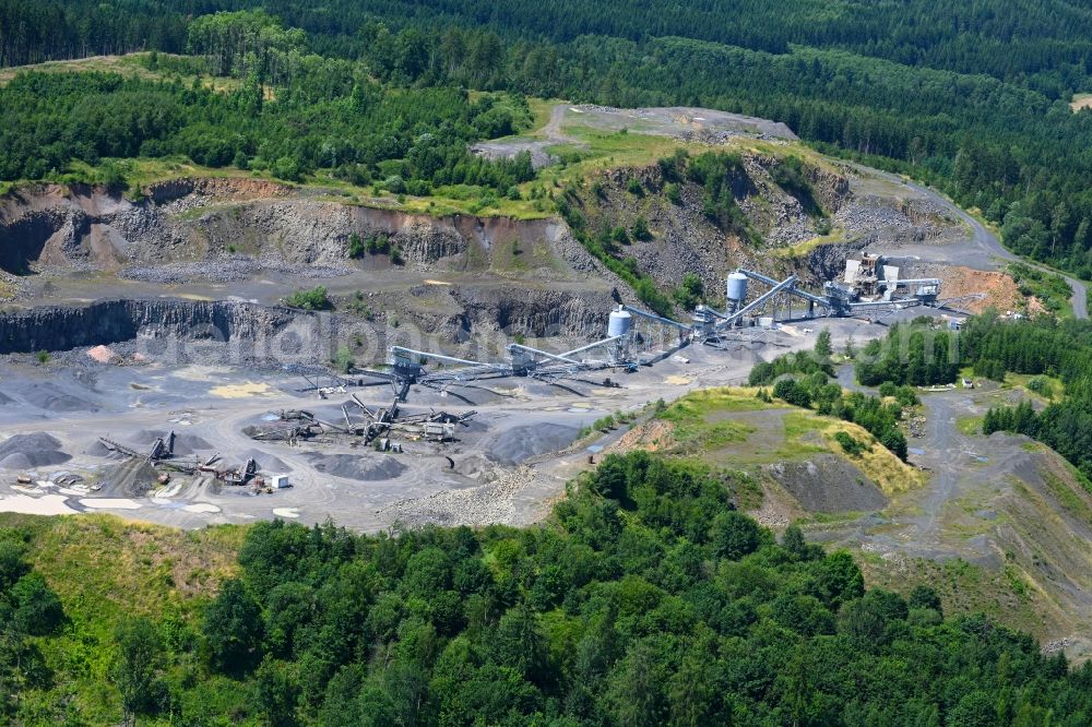 Liba - Liebenstein from the bird's eye view: Quarry for the mining and handling of slate in Liba - Liebenstein in Cechy - Boehmen, Czech Republic
