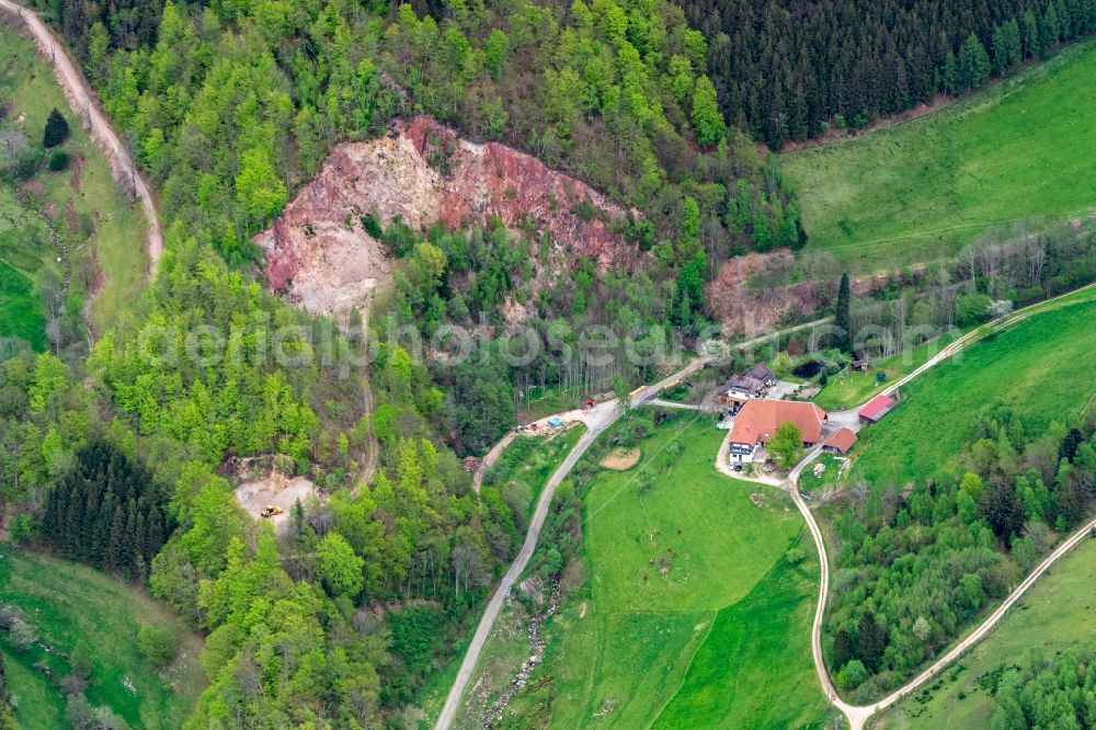 Yach from the bird's eye view: Quarry for the mining and handling of Am Schneiderhof Disch in Yach in the state Baden-Wurttemberg, Germany