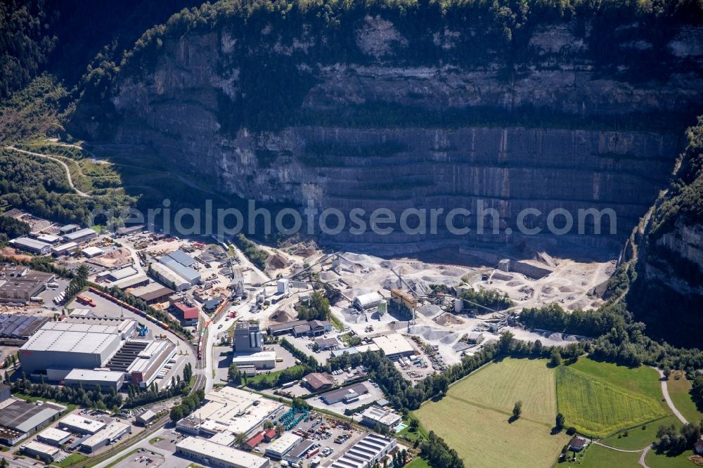 Aerial image Dornbirn - Quarry for the mining and handling Rhomberg Steinbruch Ges.mbH & Co OG on Stoeckenstrasse in Dornbirn in Vorarlberg, Austria