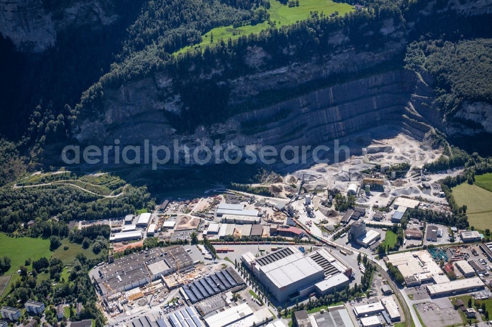 Aerial photograph Dornbirn - Quarry for the mining and handling Rhomberg Steinbruch Ges.mbH & Co OG on Stoeckenstrasse in Dornbirn in Vorarlberg, Austria