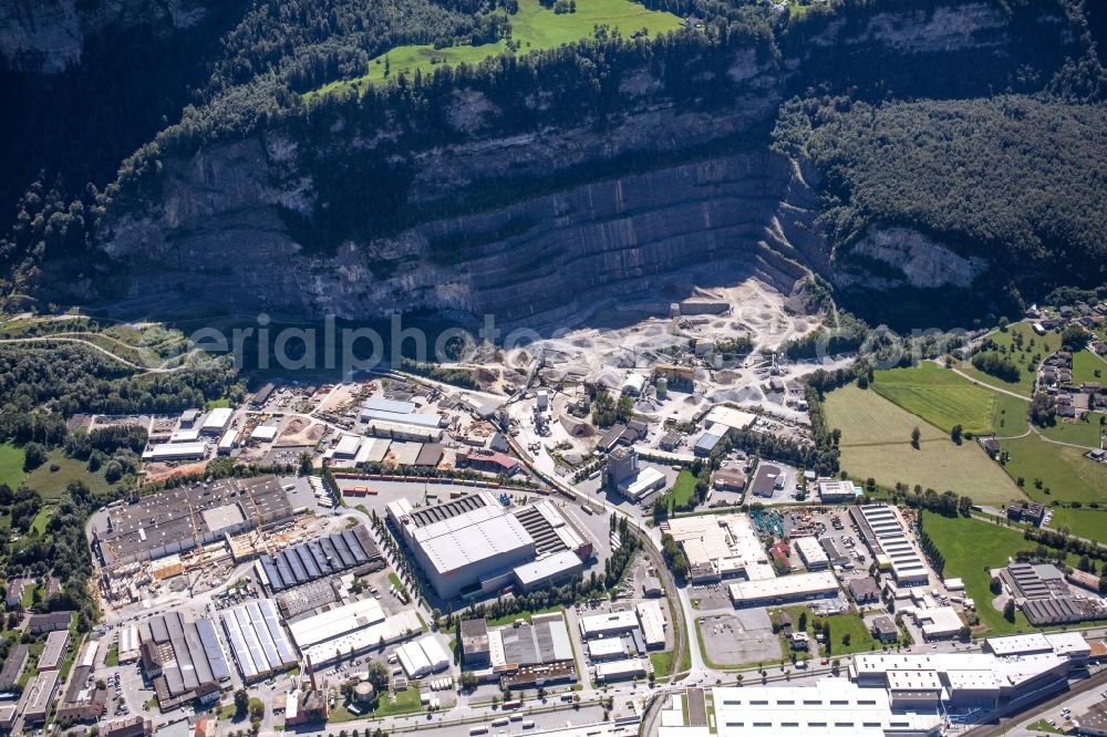 Dornbirn from above - Quarry for the mining and handling Rhomberg Steinbruch Ges.mbH & Co OG on Stoeckenstrasse in Dornbirn in Vorarlberg, Austria