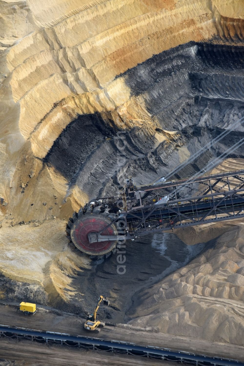 Aerial photograph Inden/Altdorf - Mining area - terrain and overburden surfaces of coal - opencast mining der RWE AG in Inden/Altdorf in the state North Rhine-Westphalia