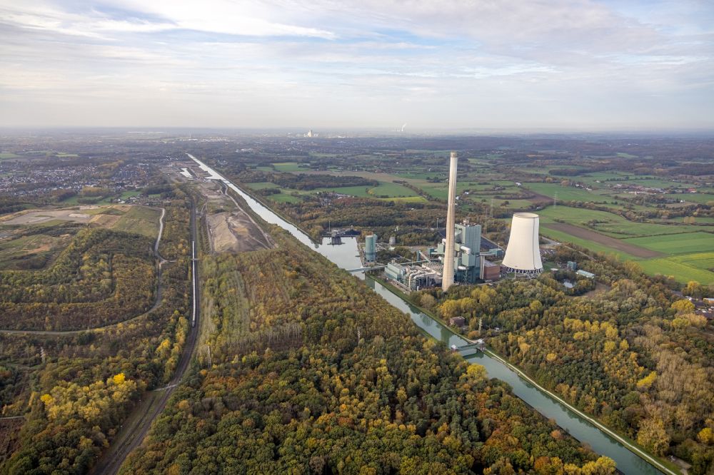 Bergkamen from above - Power plant of STEAG in Bergkamen at Ruhrgebiet in the state North Rhine-Westphalia, Germany