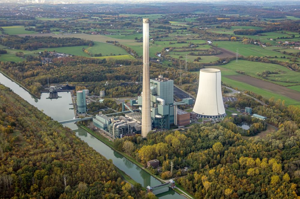 Bergkamen from the bird's eye view: Power plant of STEAG in Bergkamen at Ruhrgebiet in the state North Rhine-Westphalia, Germany