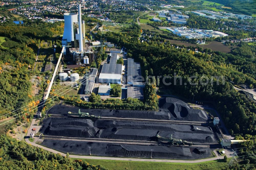Aerial photograph Bexbach - View the power plant Bexbach, a coal-fired power plant in the Saarland and with a capacity of 773 megawatts. It is the most efficient power plant in the Saarland