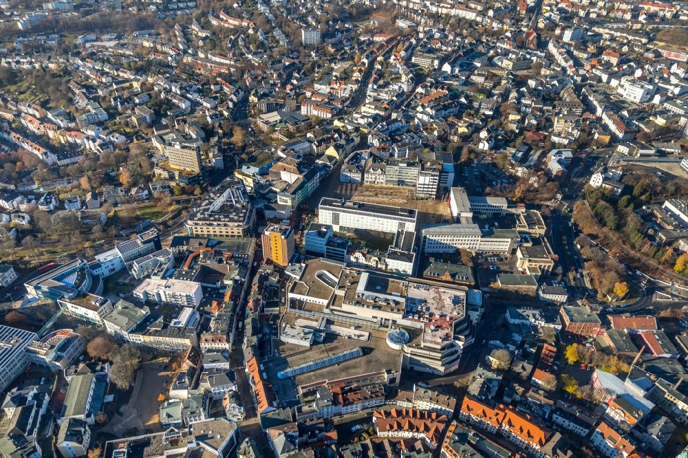 Aerial image Lüdenscheid - View of the shopping mall Stern Center in Luedenscheid in the state North Rhine-Westphalia. The centre is located in the inner city of Luedenscheid