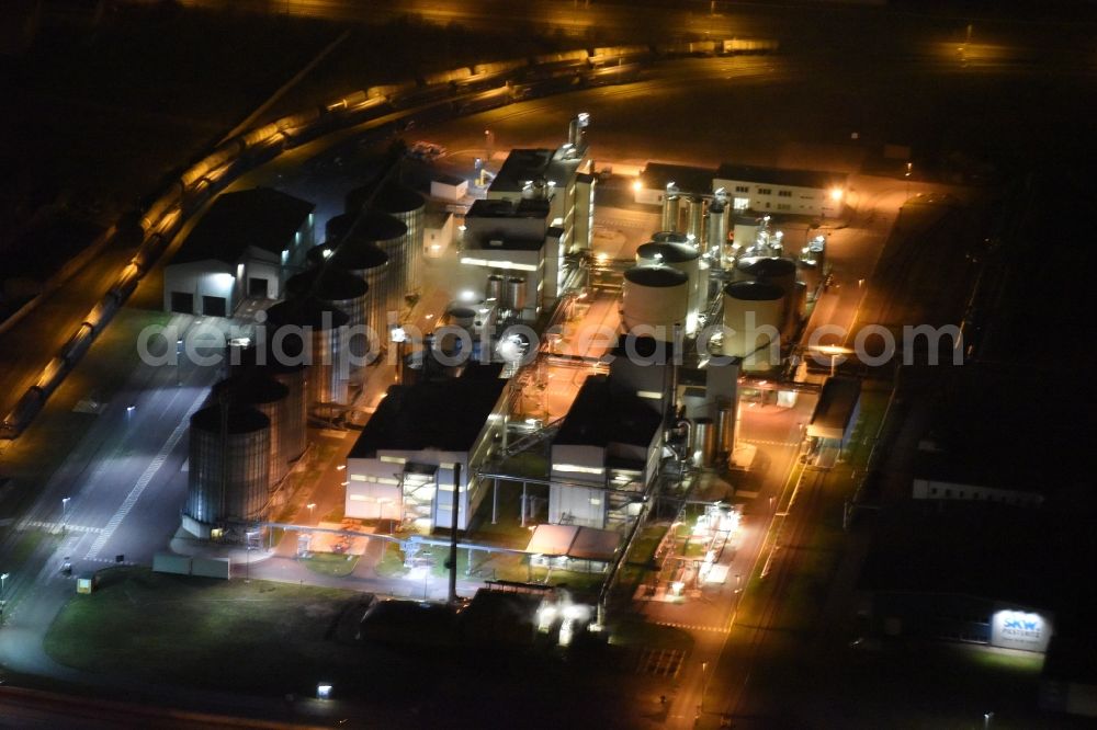 Aerial photograph Priesteritz - Night view of the chemical agro-park Priesteritz of SKW Stickstoffwerke Priesteritz GmbH in Saxony-Anhalt