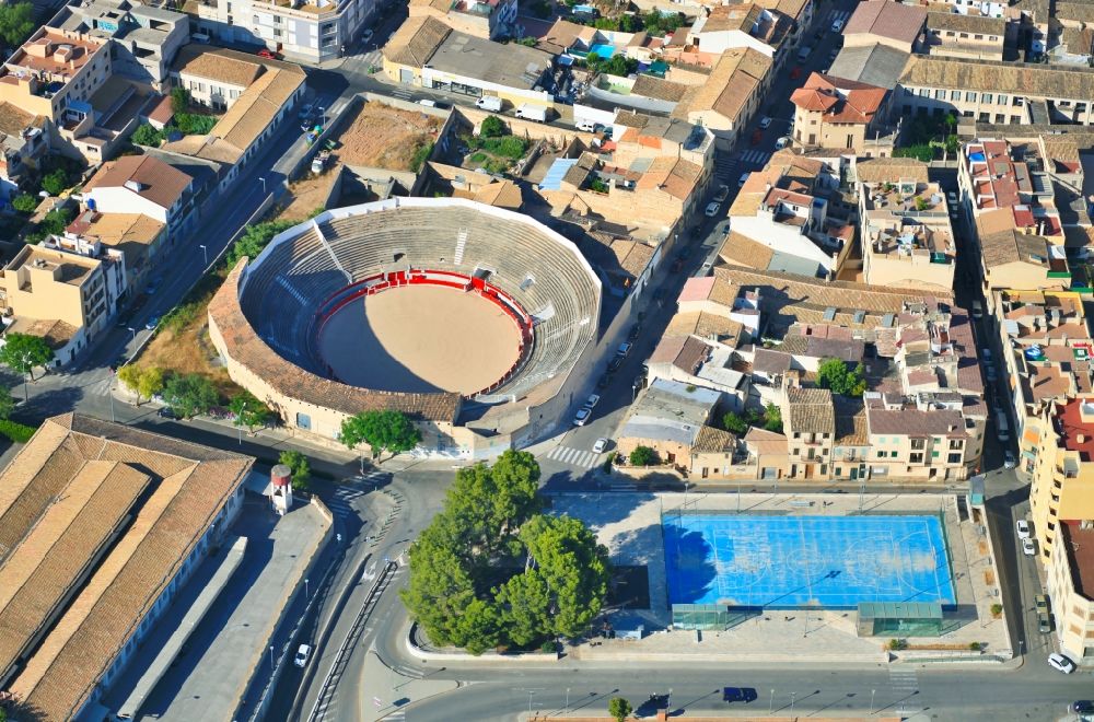 Aerial photograph Inca - Bull fighting arena in Inca in Balearic Islands, Spain