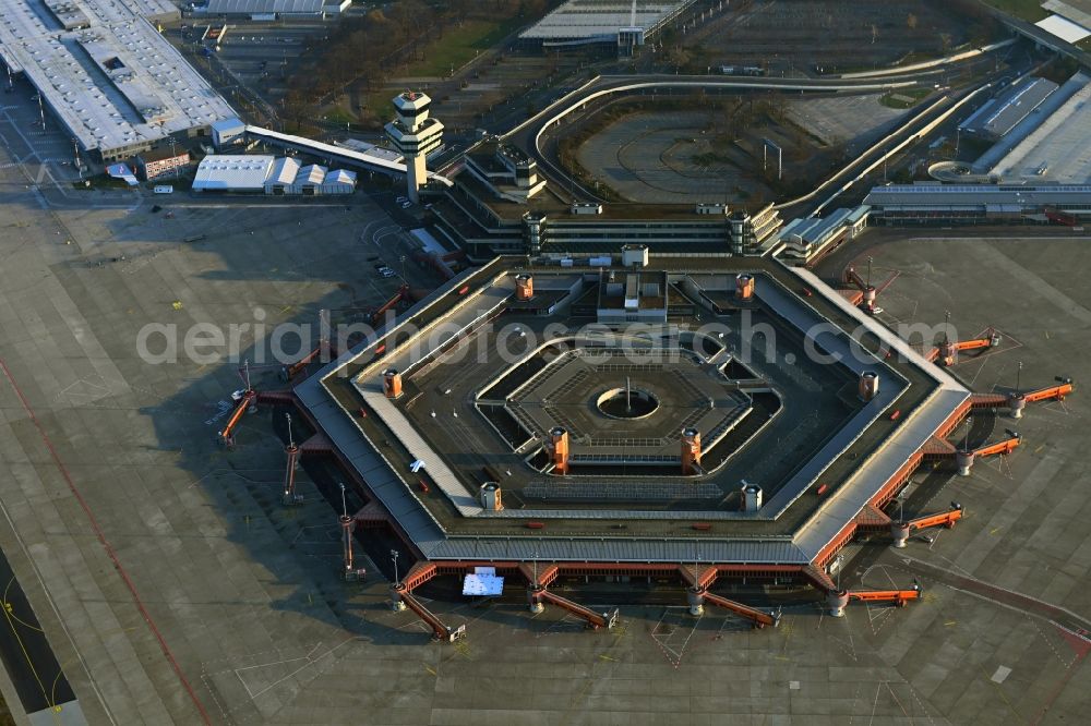 Berlin from above - End of flight operations at the terminal of the airport Berlin - Tegel