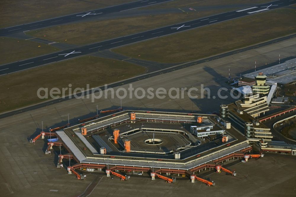 Aerial image Berlin - End of flight operations at the terminal of the airport Berlin - Tegel