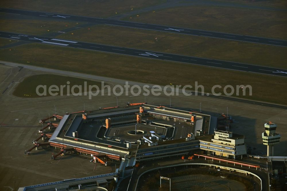 Aerial photograph Berlin - End of flight operations at the terminal of the airport Berlin - Tegel