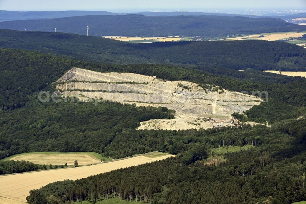 Aerial photograph Coppenbrügge - Unused renatured quarry am Ith zwischen Bisperode and Lauenstein in Coppenbruegge in the state Lower Saxony, Germany