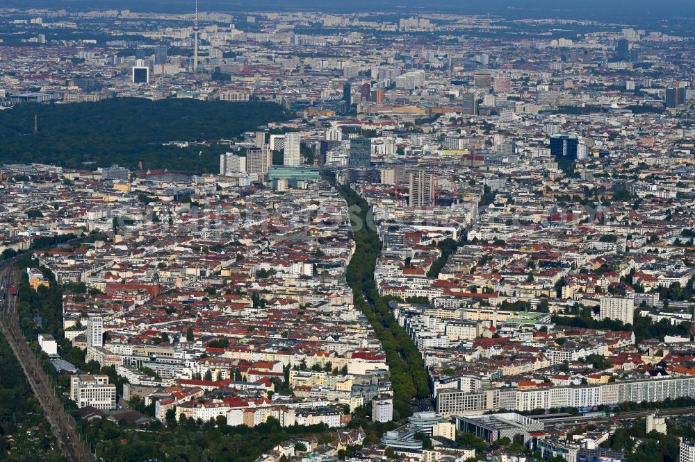 Berlin from above - Street guide of famous promenade and shopping street Kurfuerstendamm ( Kudamm ) in the district Charlottenburg in Berlin, Germany