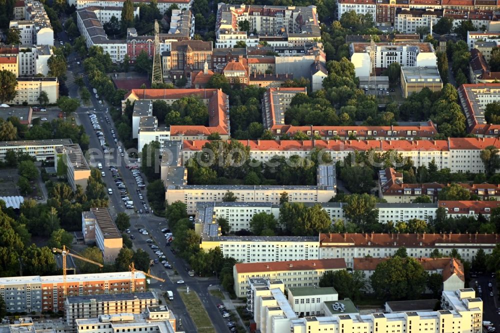 Berlin from above - Street - road guidance Neumannstrasse in the district Pankow in Berlin, Germany