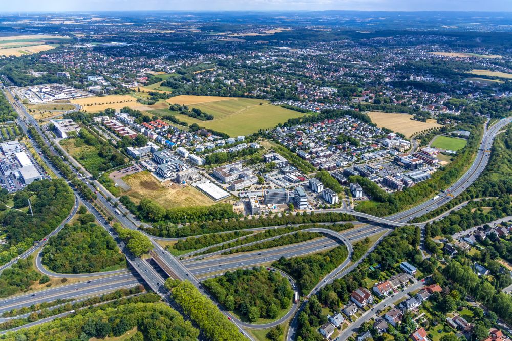 Aerial photograph Dortmund - Looped street - road guidance of B1 - B236 in the district Gartenstadt-Sued in Dortmund at Ruhrgebiet in the state North Rhine-Westphalia, Germany