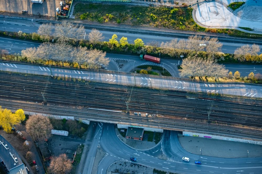 Aerial photograph Hamburg - Street - road guidance Tunnelstrasse in the district Veddel in Hamburg, Germany