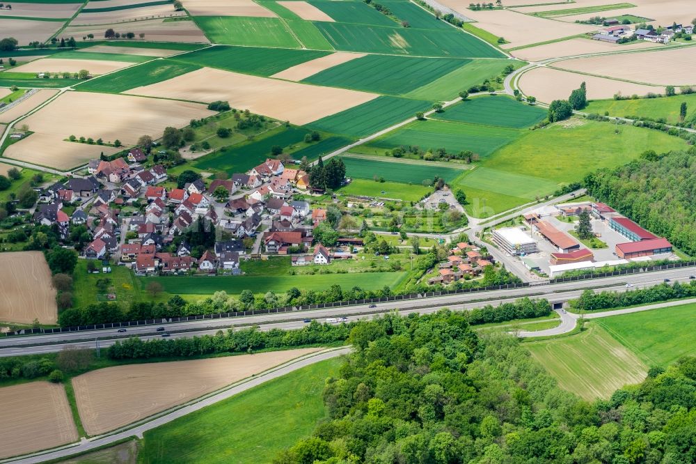 Aerial image Freiburg im Breisgau - Highway A5 at Freiburg im Breisgau in the state Baden-Wuerttemberg, Germany