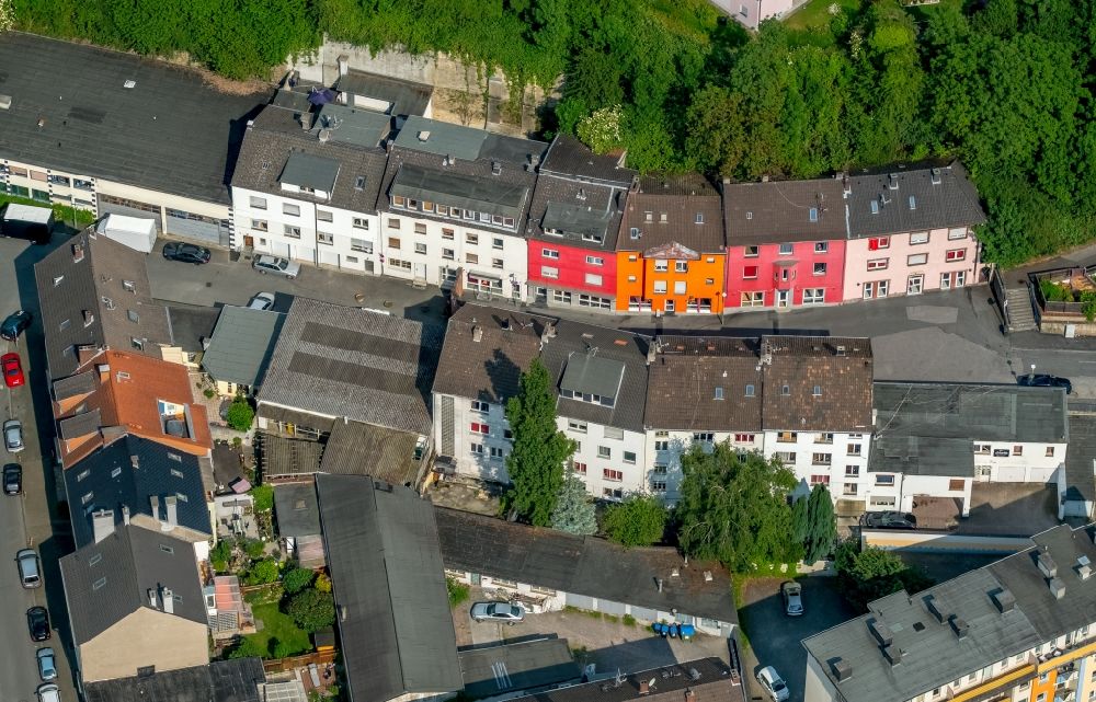 Hagen from above - Street and prostitution center for commercial sex service in Dueppenbecker Strasse in Hagen in the state North Rhine-Westphalia, Germany