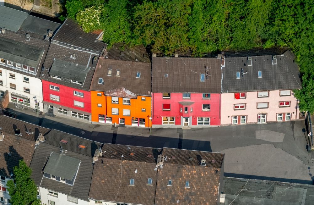 Hagen from the bird's eye view: Street and prostitution center for commercial sex service in Dueppenbecker Strasse in Hagen in the state North Rhine-Westphalia, Germany