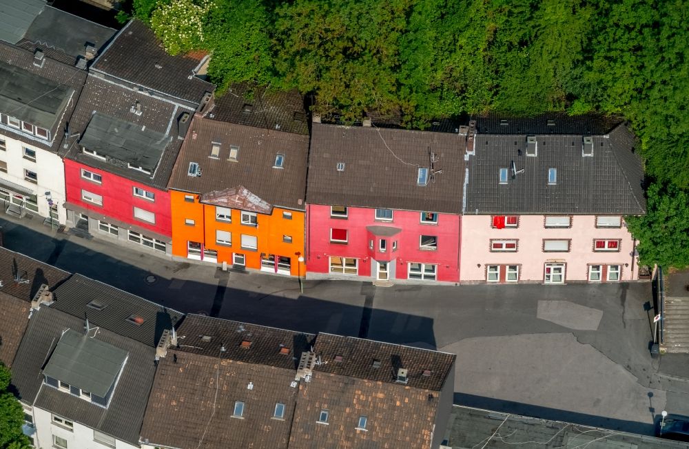 Aerial image Hagen - Street and prostitution center for commercial sex service in Dueppenbecker Strasse in Hagen in the state North Rhine-Westphalia, Germany