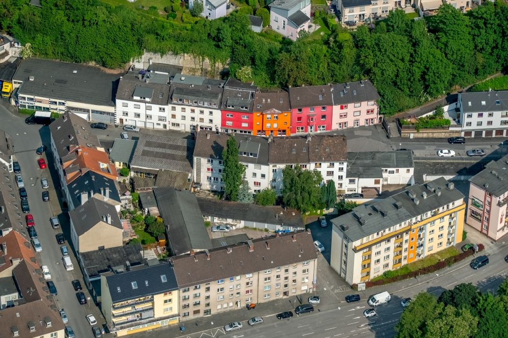 Aerial photograph Hagen - Street and prostitution center for commercial sex service in Dueppenbecker Strasse in Hagen in the state North Rhine-Westphalia, Germany