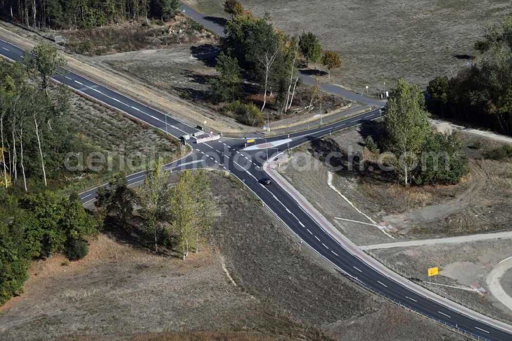 Breese from the bird's eye view: Construction of the bypass road in in Breese in the state Brandenburg, Germany