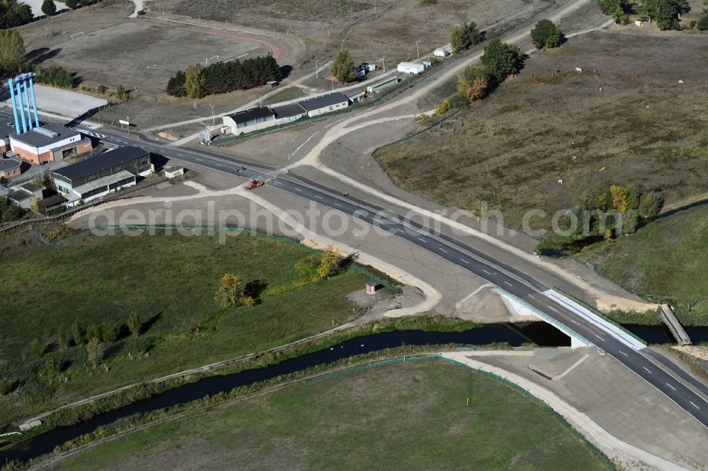 Aerial photograph Breese - Construction of the bypass road in in Breese in the state Brandenburg, Germany