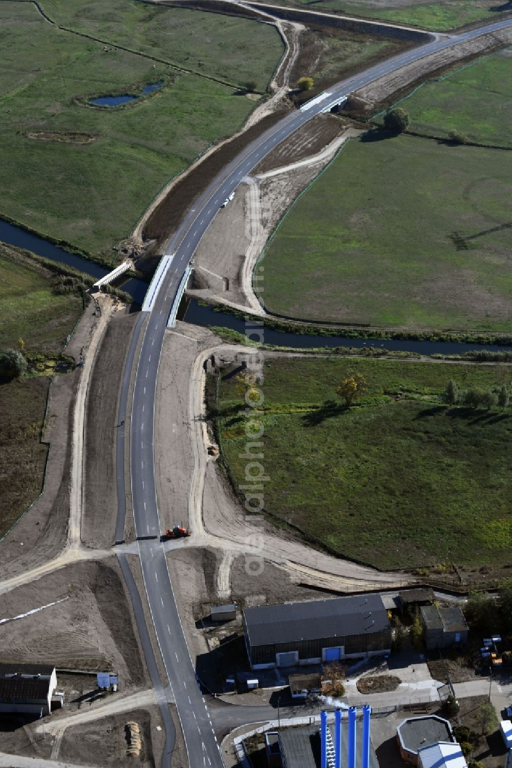 Aerial photograph Breese - Construction of the bypass road in in Breese in the state Brandenburg, Germany