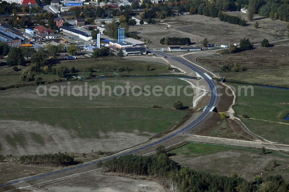 Breese from the bird's eye view: Construction of the bypass road in in Breese in the state Brandenburg, Germany