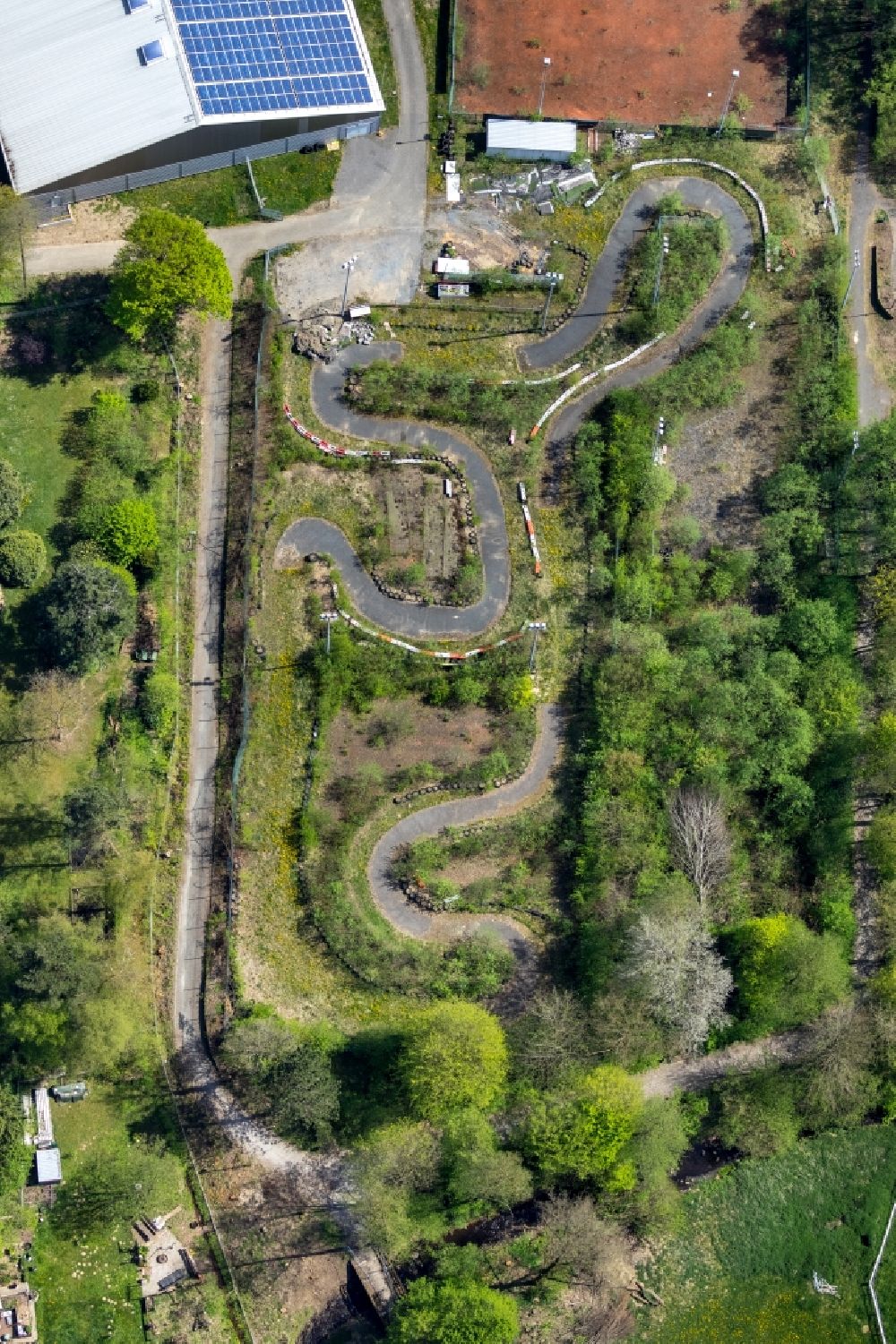 Netphen from above - Range of BMX racetrack - Parkour in Netphen in the state North Rhine-Westphalia, Germany