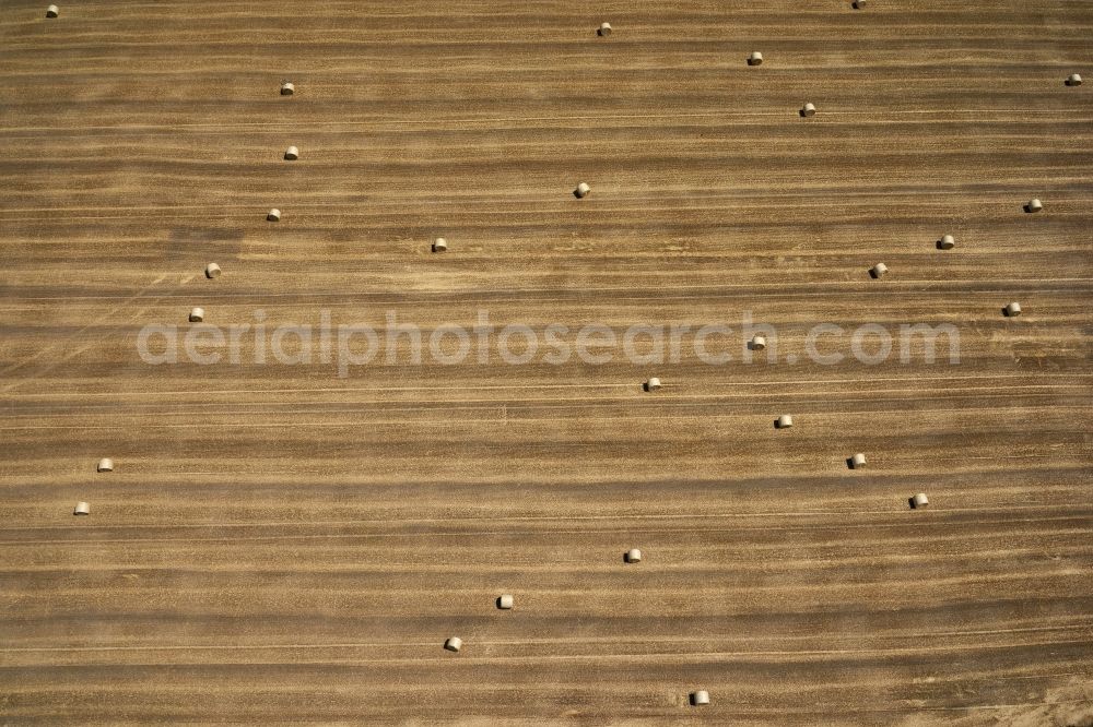 Kehl from above - Straw bale landscape in a field on the outskirts in Kehl in the state Baden-Wurttemberg, Germany