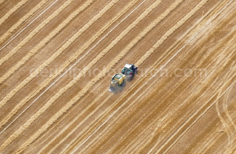 Aerial image Rosdorf - Straw stack in an agricultural warehouse space in Rosdorf in the state Lower Saxony, Germany