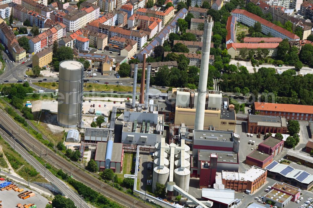 Aerial image Nürnberg - Power plant from natural gas in the district Sandreuth in Nuremberg in the state Bavaria, Germany