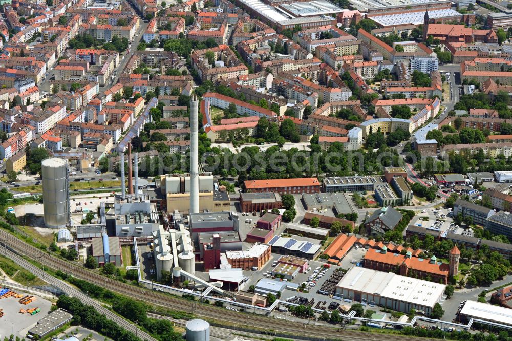 Aerial photograph Nürnberg - Power plant from natural gas in the district Sandreuth in Nuremberg in the state Bavaria, Germany