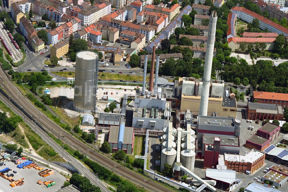 Aerial photograph Nürnberg - Power plant from natural gas in the district Sandreuth in Nuremberg in the state Bavaria, Germany