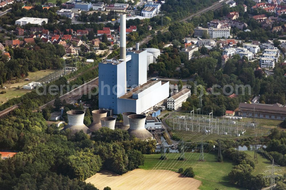 Nürnberg from above - Power plant from natural gas in Nuremberg in the state Bavaria, Germany