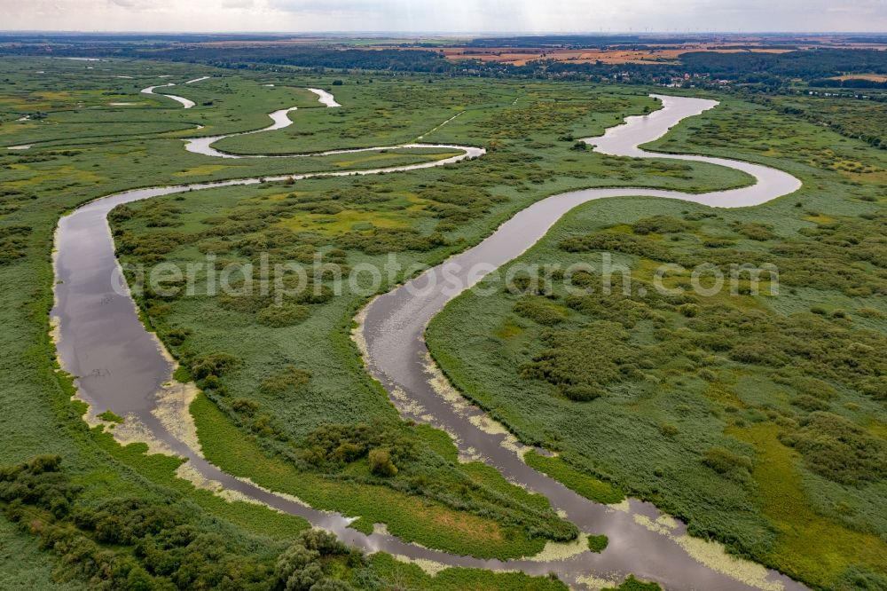 Aerial photograph Gryfino - Grassland structures of a meadow and field landscape in the lowland of Oder in Gryfino in Zachodniopomorskie, Poland
