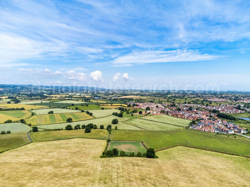 Aerial image Bridgwater - Structures on agricultural fields in Bridgwater in England, United Kingdom
