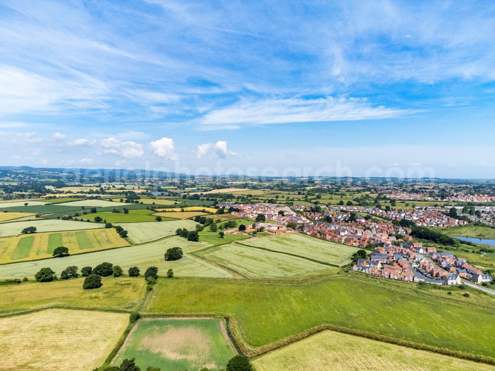 Bridgwater from above - Structures on agricultural fields in Bridgwater in England, United Kingdom