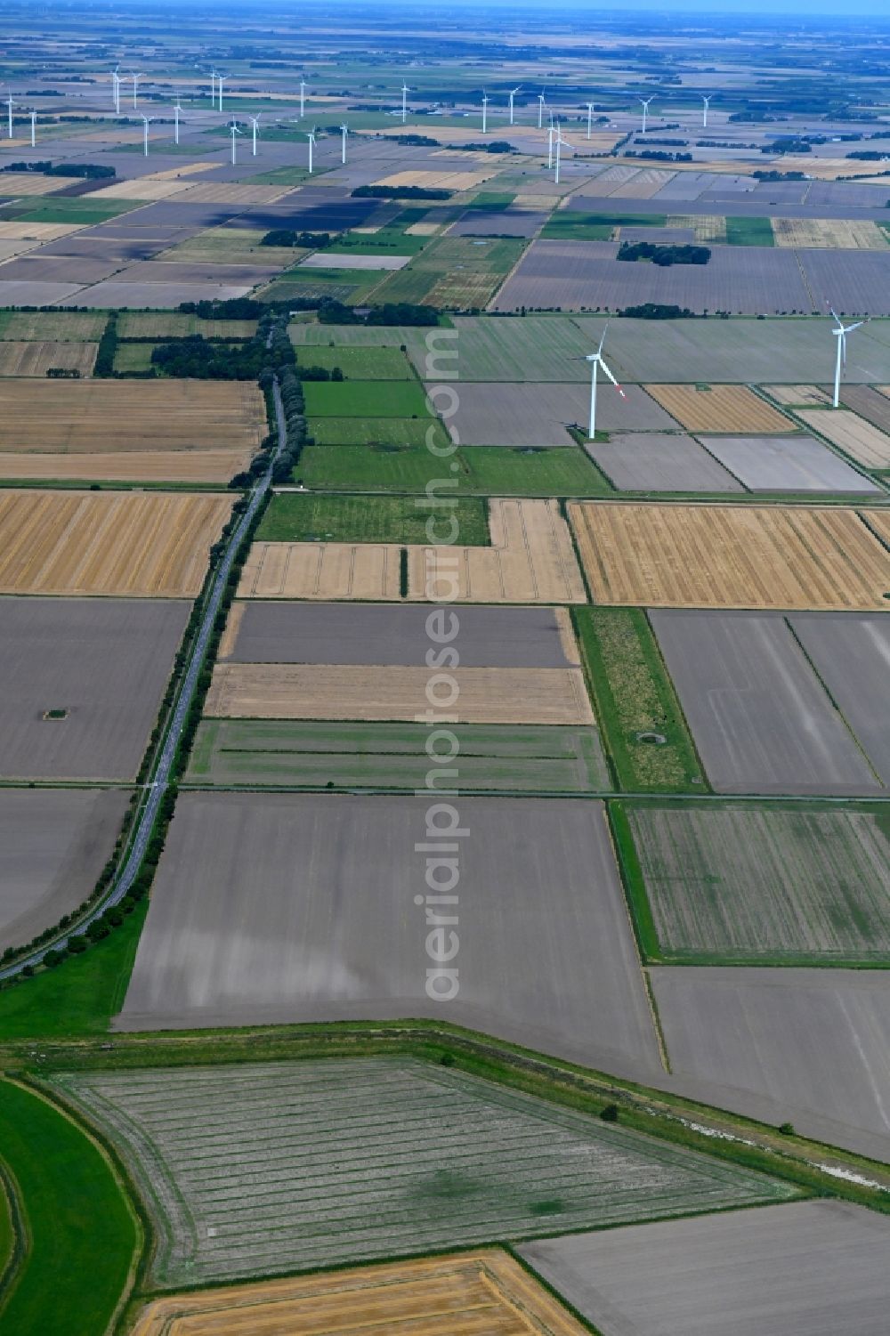 Dagebüll from the bird's eye view: Structures on agricultural fields in Dagebuell in the state Schleswig-Holstein, Germany