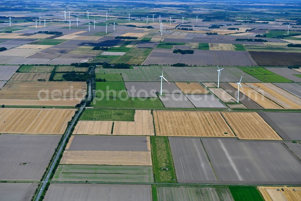 Aerial image Dagebüll - Structures on agricultural fields in Dagebuell in the state Schleswig-Holstein, Germany