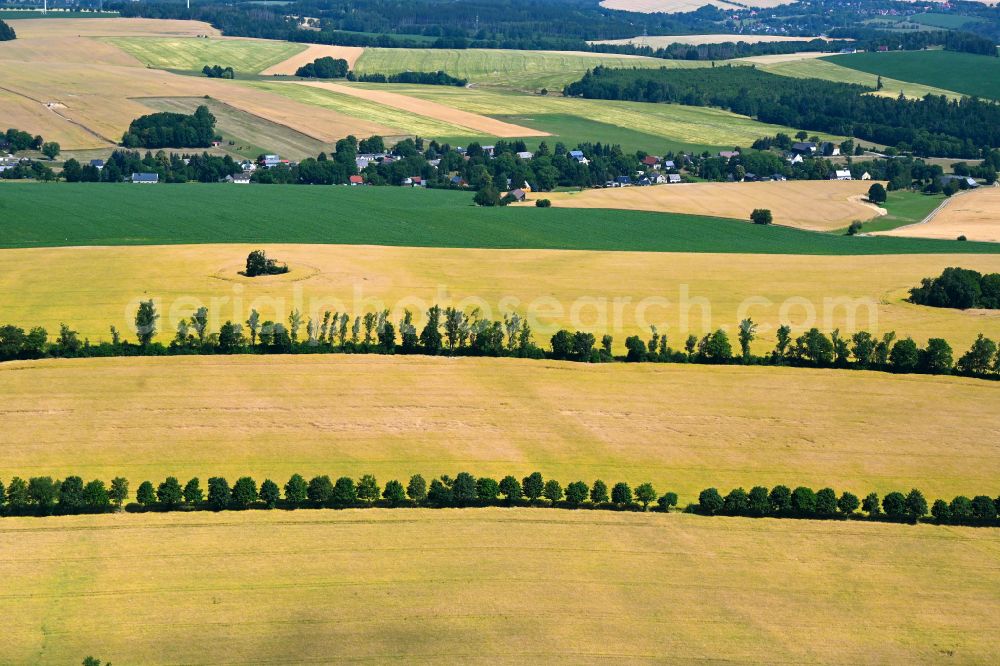 Frankenstein from above - Structures on agricultural fields in Frankenstein in the state Saxony, Germany