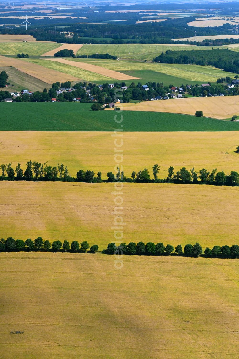 Frankenstein from the bird's eye view: Structures on agricultural fields in Frankenstein in the state Saxony, Germany