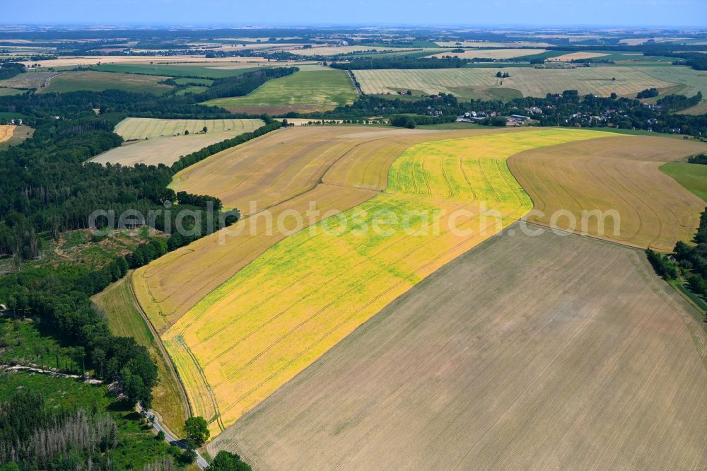Aerial photograph Frankenstein - Structures on agricultural fields in Frankenstein in the state Saxony, Germany