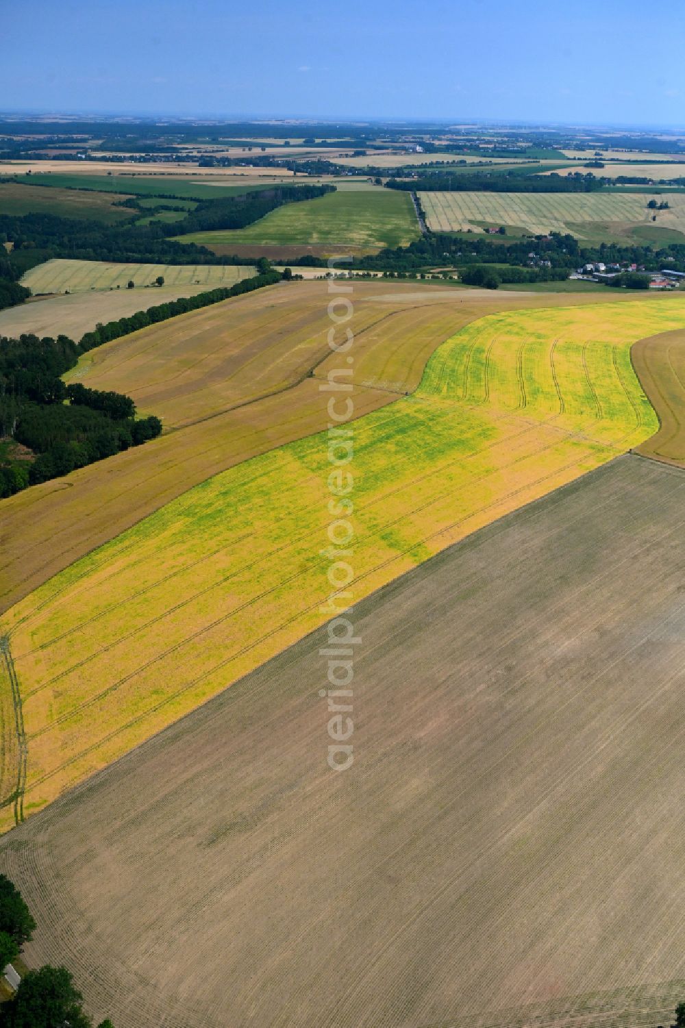 Frankenstein from above - Structures on agricultural fields in Frankenstein in the state Saxony, Germany