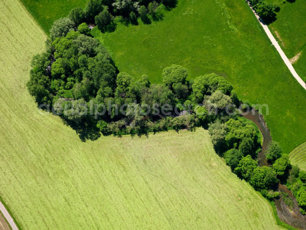 Aerial photograph Gutenzell-Hürbel - Structures on agricultural fields in Gutenzell-Hürbel in the state Baden-Wuerttemberg, Germany