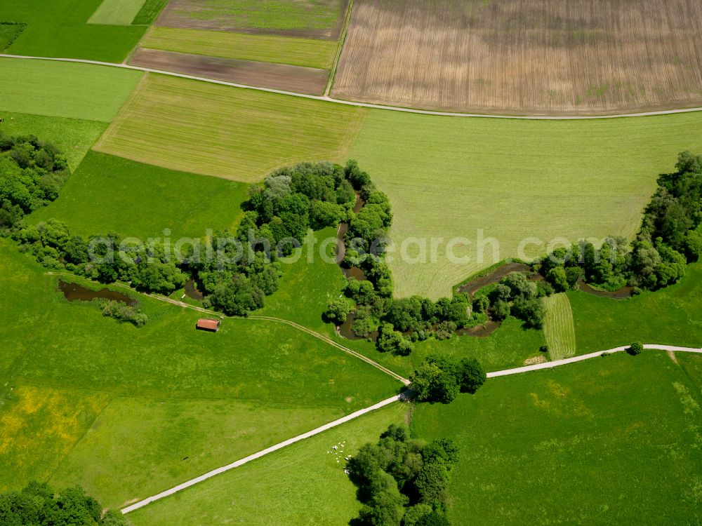 Aerial photograph Gutenzell-Hürbel - Structures on agricultural fields in Gutenzell-Hürbel in the state Baden-Wuerttemberg, Germany