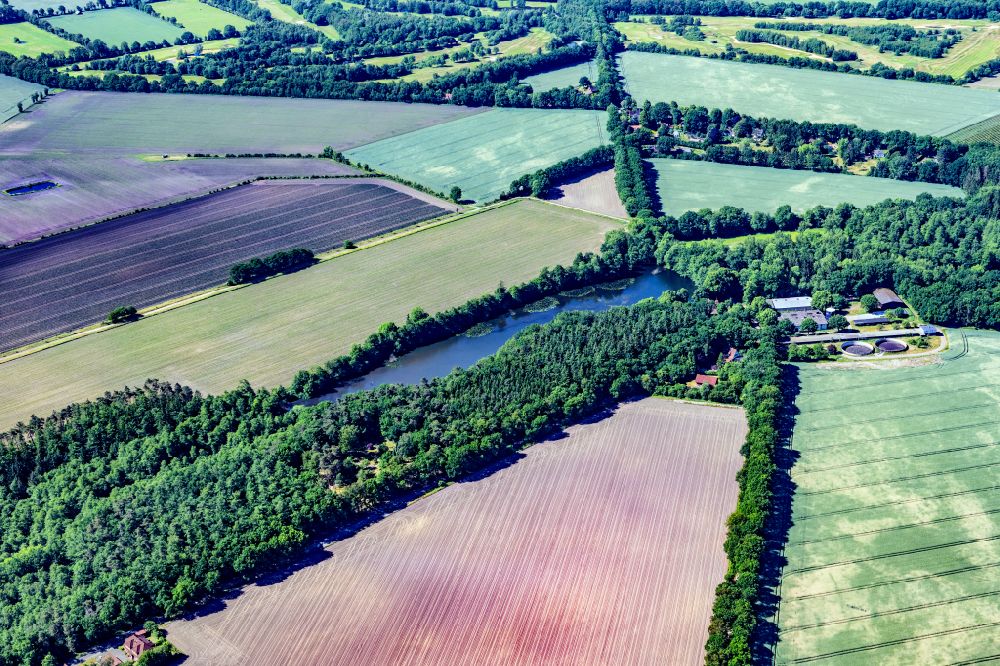 Aerial image Hagel - Structures on agricultural fields in Hagel in the state Lower Saxony, Germany